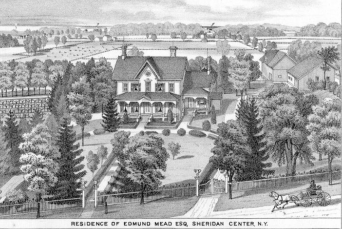 Residence of Edmund Mead in Sheridan Center, as illustrated in 1881 Chautauqua County atlas