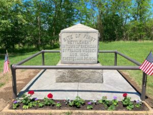 Photo of the "First Settlement" marker on US Route 20 in Sheridan.